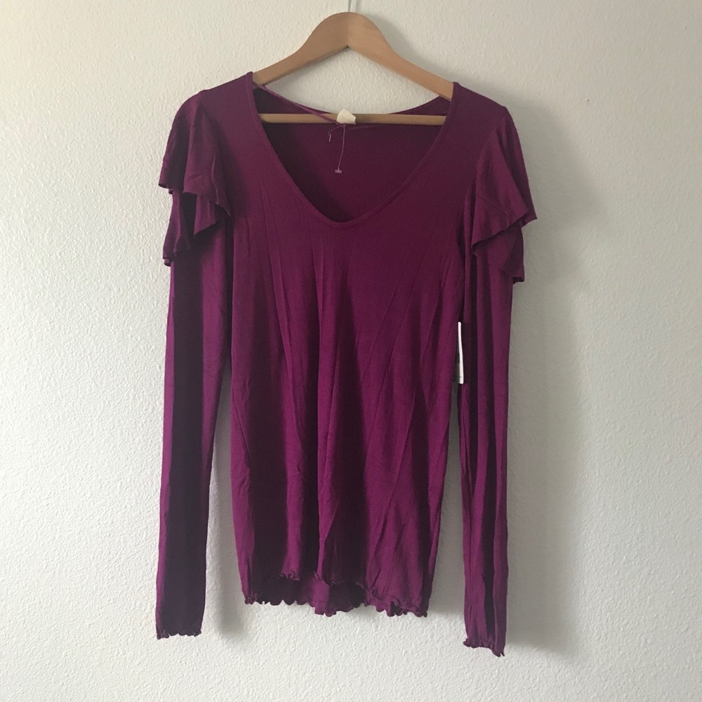 Free People Women’s Blouse Long Sleeve Ruffles L